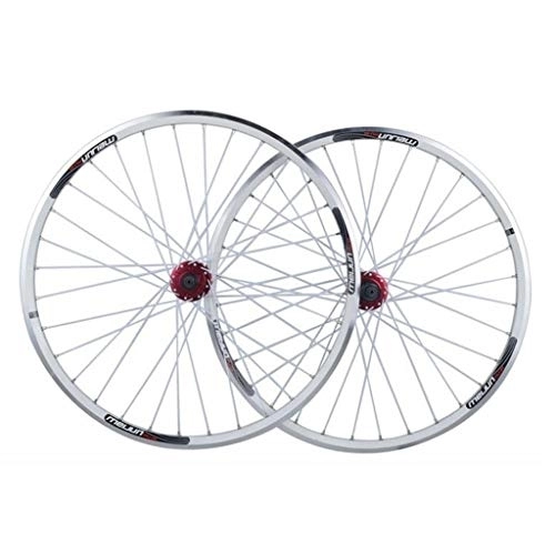 Mountain Bike Wheel : HEIMAZP Mountain Bike Wheelset 26 Inch MTB Disc / V- Brake Bicycle Wheel Double Layer Rim 32 Spokes 8 9 10 11 12 Speed Cassette Hubs QR (Color : White, Size : 26inch)