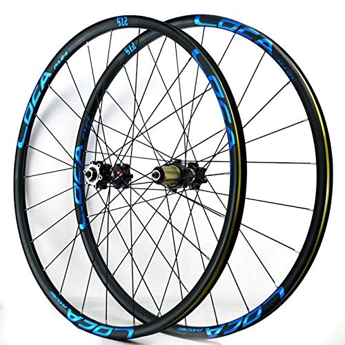 Mountain Bike Wheel : HJRD Double Wall Bike Wheelset, 26 / 27.5 / 29 inch MTB Rim Disc Brake Quick Release Mountain Bike Wheels 24H 8-11 Speed, Blue(27.5)