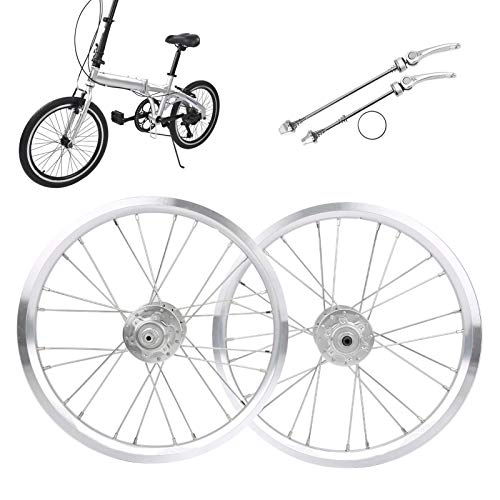 Mountain Bike Wheel : Ichiias Folding Bike Wheelset, Mountain Bike Wheelset, 6 Nail Bearing Compatible Aluminium Alloy Sturdy for Adult Children Mountain Bike V Brake Outdoor Use(Silver)