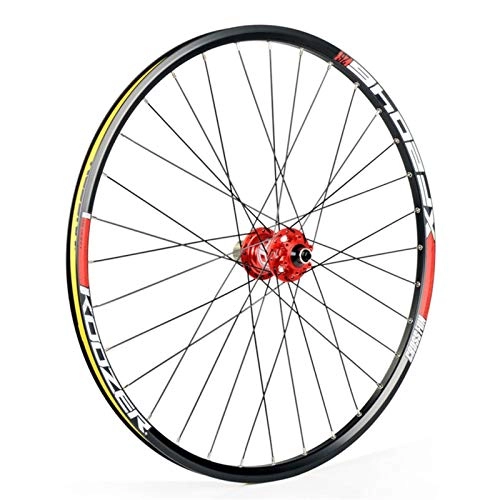 Mountain Bike Wheel : JIE KE Bike Rim 26 / 27.5 Inch Bicycle Fron Wheel, Mountain Bike Wheelset Double Wall Alloy Rim QR Disc Brake 32H Quick Release Axles Bicycle Accessory (Color : RED, Size : 26INCH)