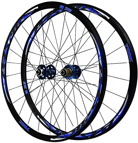 Mountain Bike Wheel : LEELLY Bicycle Wheel set, 700C Road Bike Wheelset MTB Rim Quick Release Double Walled Aluminum Alloy Disc Brake Front Rear Wheels for 7 8 9 10 11 Speed Wheel