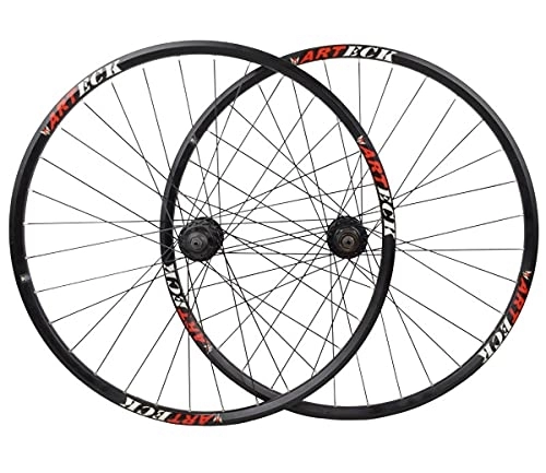 Mountain Bike Wheel : LHHL 27.5" / 29" Mountain Bike Wheelset, Double Layer Disc Brake RIM 32H Alloy Hub For 7-10 Speed Cassette Low Resistant Flat Spokes MTB Wheelset (Color : Black, Size : 29")