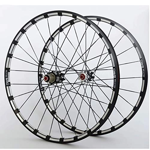 Mountain Bike Wheel : LHHL Bicycle Wheelset 26" / 27.5" / 29" MTB Bike Wheels CNC Double Wall Rims Disc Brake Sealed Bearing Carbon Hub QR 11 Speed (Color : Black hub, Size : 29")