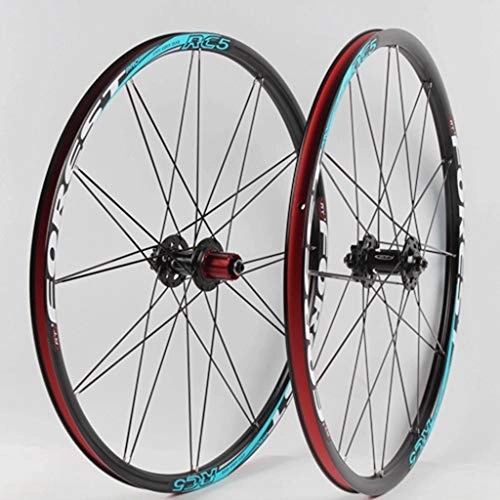 Mountain Bike Wheel : LHHL Bicycle Wheelset 26 / 27.5 Inch Bike Wheels MTB Double Wall Rims Disc Brake Sealed Bearing Hub QR 11 Speed (Color : Blue, Size : 26")