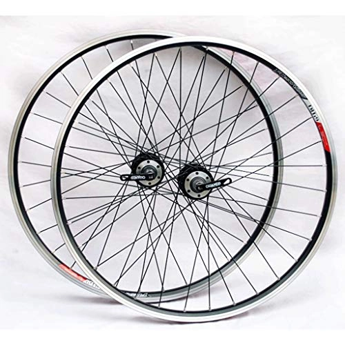 Mountain Bike Wheel : LHHL Bicycle Wheelset 26" for Mountain Bike MTB Double Wall Alloy Rim Disc / V Brake 8-10 Speed Aluminum Alloy Card Hub QR 24H (Color : Black)