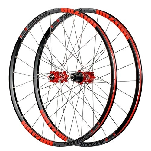Mountain Bike Wheel : LHHL Bicycle Wheelset for MTB 26" / 27.5 in Mountain Bik Wheel Double Wall Rim Ultra-Light 1620g Disc Brake 8-11S Cassette Hub Sealed Bearing QR (Color : Red, Size : 26")