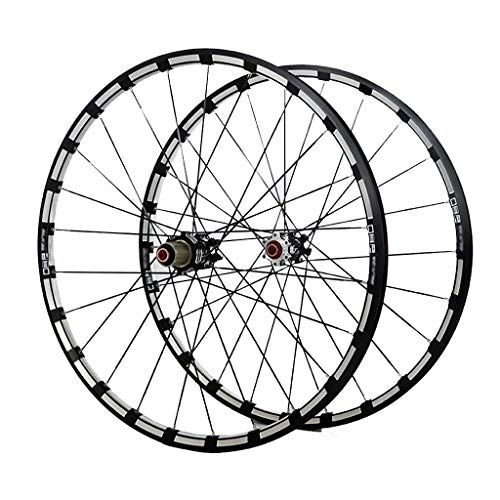 Mountain Bike Wheel : LHHL Bike Wheel 26 / 27.5Inch MTB Double Wall Alloy Rim Bicycle Wheel Set Quick Release Carbon Hubs 24 Hole Disc Brake 8 9 10 11 Speed (Color : A-Black, Size : 26in)