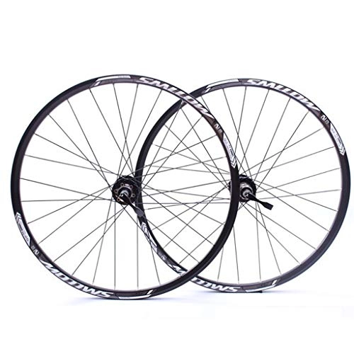 Mountain Bike Wheel : LHHL Components 26" Mountain Bike Wheel Set, Alloy Double Wall MTB Bicycle wheel set 28H Disc Rim Brake 8 9 10 speed Sealed Bearings Hub (Color : White, Size : 26inch)