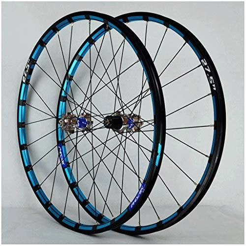 Mountain Bike Wheel : LHHL Components MTB Wheel 26 27.5inch Bicycle Cycling Rim Mountain Bike Wheel 24H Disc Brake 7-12speed QR Cassette Hubs Sealed Bearing 1800g (Color : B-Blue, Size : 27.5inch)