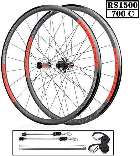 Mountain Bike Wheel : LIMQ MTB Bike Wheel Set 700C Wheelset Bike V Brake Road Racing Double Wall Rim Alloy For 700 X 19-32C Tires Red, OrdinaryTireStylewheel