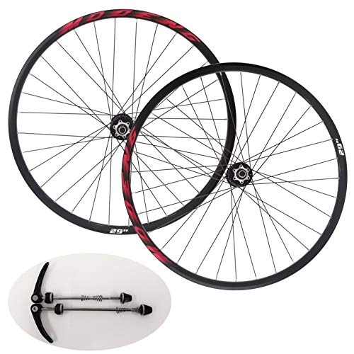 Mountain Bike Wheel : LvTu Bicycle Wheel Set 26 27. 5 29 Inch Mountain Bike Wheelsets, MTB Wheels Quick Release Disc Brakes, fit 10-13 Speed Cassette (Color : Black / red, Size : 29 inch)