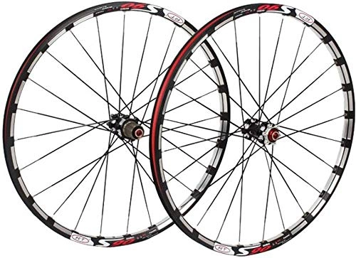 Mountain Bike Wheel : LVYE1 MRMF Mountain Bike Wheelset, 26 / 27.5 in Bicycle Orne Rear Wheel Aluminum Alloy Rim MTB Wheelset Double Walled Disc Brake Palin Camp 8 9 10 Speed 24 Holes, Red, 27.5in