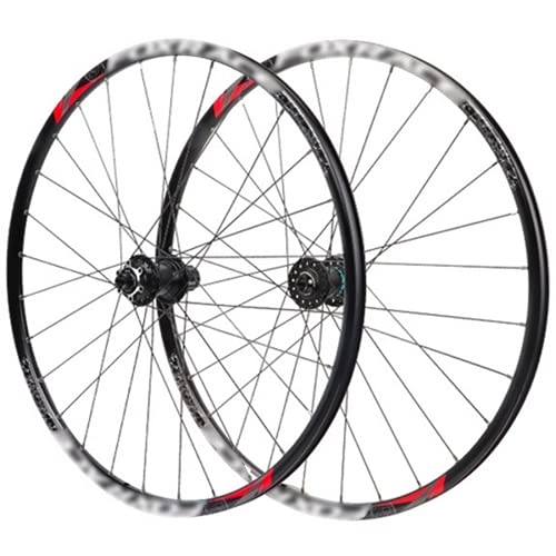 Mountain Bike Wheel : LYRONG MTB Wheelset, High Strength Aluminum Alloy Rim Mountain Bike Wheels, Clincher Carbon Hub, Disc Brake Quick Release Fit for 7-11 Speed Freewheels, Black_Black_27.5 Inches