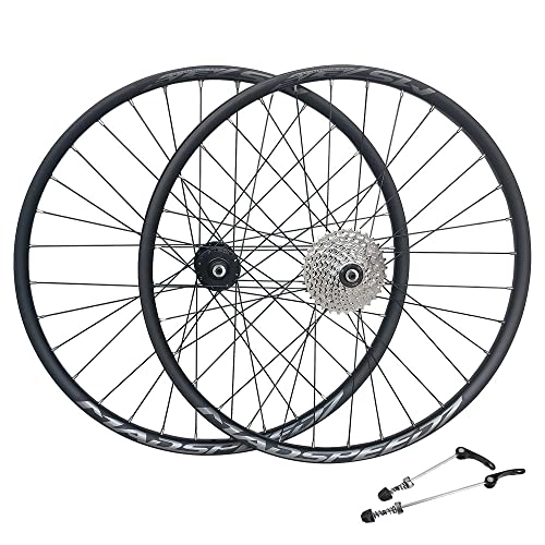Mountain Bike Wheel : Madspeed7 QR 27.5" 650b (584x20) MTB Mountain Bike Disc Front Rear Wheel Set + 8 speed Cassette (11-32t) - Sealed Bearings (6 Bolt) Disc Brake Hub (Very Smooth Hubs) - Double Wall - 32x Spokes
