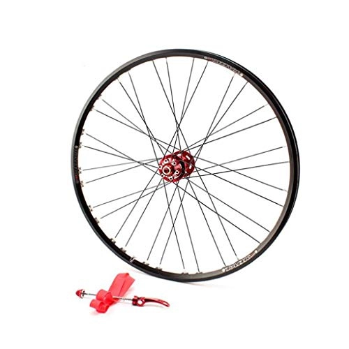 Mountain Bike Wheel : MBZL 26 Inch Mountain Wheel Set Front Wheel Set Disc Brake Alloy Mountain Disc Double Wall (Color : Red hub)