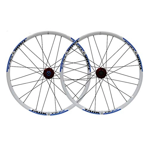 Mountain Bike Wheel : MBZL Mountain Wheel Set 24 x 1.5 24H, Double Wall Quick Release (Color : White+blue)