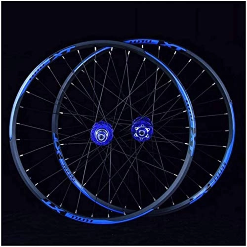 Mountain Bike Wheel : MGE Bicycle Wheelset 26 27.5 29 In Mountain Bike Wheel Double Layer Alloy Rim Sealed Bearing 7-11 Speed Cassette Hub Disc Brake QR 24H Bike Wheel (Color : Blue, Size : 29inch)