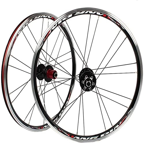 Mountain Bike Wheel : MJCDNB 20In Bike Wheelset, Double-Walled Front Wheel Rear Wheel MTB Bicycle Wheels V-Brakes Aluminum Alloy Palin Bearing Rim Quick Release 7 / 8 / 9 / 10 Speed, Black, 100mm 135mm