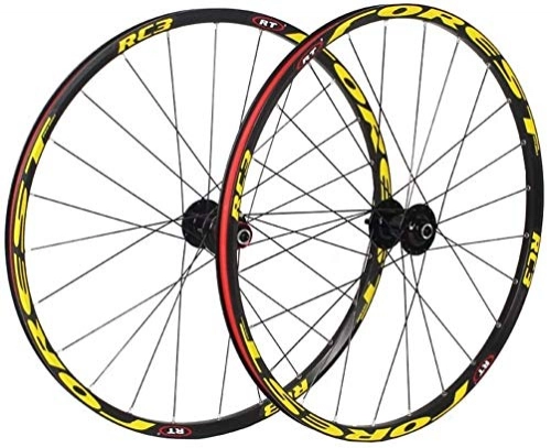 Mountain Bike Wheel : Mountain 26 / 27.5 Inch Bike Wheels, MTB Bike Wheel Set Disc Rim Brake 8 9 10 11 Speed Sealed Bearings Hub Hybrid Bike wheels (Color : Yellow, Size : 27.5inch)
