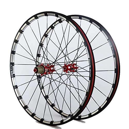 Mountain Bike Wheel : Mountain Bicycle Wheels set 26 inch 27.5 inch lightweight Bike Wheel Set 700c hybrid Bicycle Accessorie Alloy Hubs Wheelset 9-11 speed 24 Hole (Color : Red, Size : 26inch)