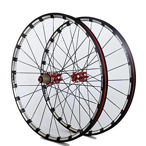 Mountain Bike Wheel : Mountain Bicycle Wheels set 26 inch 27.5 inch lightweight Bike Wheel Set 700c hybrid Bicycle Accessorie Alloy Hubs Wheelset 9-11 speed 24 Hole (Color : Red, Size : 27.5inch)
