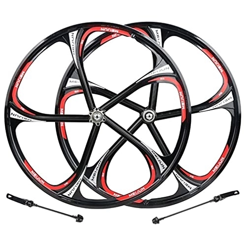 Mountain Bike Wheel : Mountain Bike Disc Brake Wheelset 26inch Bicycle Rim Integrated Wheel Set MTB Wheels Quick Release Hub For 7 / 8 / 9 / 10s Cassette Flywheel 3011g (Color : Black, Size : 26in) (Black 26in)