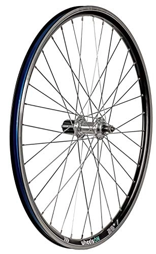 Mountain Bike Wheel : Mountain Bike Rear Wheel 26 Inch 8 / 9 / 10 speed Double Wall 36h Black with Silver Spokes and Hub Quick Release