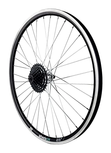 Mountain Bike Wheel : Mountain Bike Rear Wheel 26 Inch +8 Speed Cassette 11-32T Rim Brake 36H QR Black