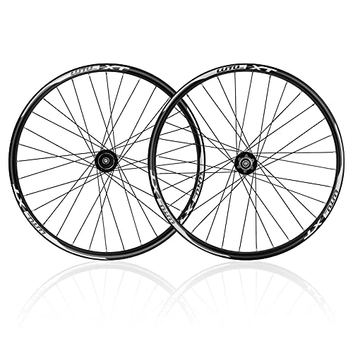 Mountain Bike Wheel : Mountain Bike Wheel Set 26 Inches, Aluminum Alloy Rim 32H Disc Brake MTB Wheels, Quick Release Front Wheel Black Bicycle Wheel, Suitable For 8-11 Speed Card Bicycle Wheel Set