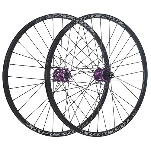 Mountain Bike Wheel : Mountain Bike Wheelset 24 / 26 / 27.5 / 29 Inch Disc Brake Sealed Bearing Support 8-12 Speed Cassette Quick Release Wheel Set Front / Rear Wheels 32H (Color : Purple, Size : 26inch)