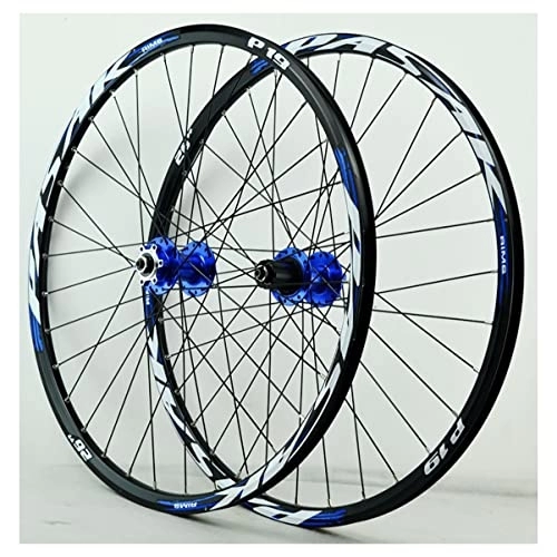 Mountain Bike Wheel : Mountain Bike Wheelset 26'' 27.5" 29" 32 Holes Bicycle Rim QR / Thru Axle Front Rear Wheels MTB Disc Brake Wheelset Sealed Bearing Hub For 8 9 10 11 12 Speed Cassette ( Color : Blue , Size : 26'' )