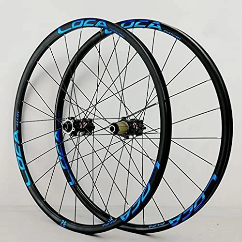 Mountain Bike Wheel : Mountain Bike Wheelset 26" / 27.5" / 29" / 700c Bicycle Rim Disc Brake Cycling Wheels 24 Holes Thru Axle Hub For 7 / 8 / 9 / 10 / 11 / 12 Speed Cassette MTB Front And Rear Wheel 1595g (Blue 27.5inch)