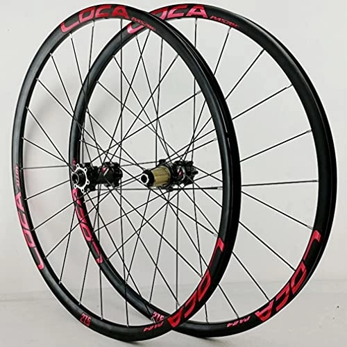Mountain Bike Wheel : Mountain Bike Wheelset 26" / 27.5" / 29" / 700c Bicycle Rim Disc Brake Cycling Wheels 24 Holes Thru Axle Hub For 7 / 8 / 9 / 10 / 11 / 12 Speed Cassette MTB Front And Rear Wheel 1595g (Red a 27.5inch)