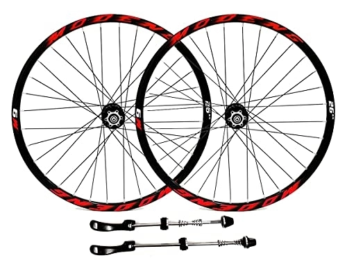 Mountain Bike Wheel : Mountain Bike Wheelset 26" 27.5" 29" Bicycle Rim MTB Disc Brake Wheels QR Quick Release 32H Hub For 7 / 8 / 9 / 10 / 11 / 12 Speed Cassette 2055g (Color : Red, Size : 27.5'') (Red 26)