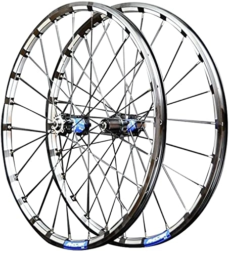 Mountain Bike Wheel : Mountain Bike Wheelset 26" 27.5" 29" Bicycle Rim MTB Disc Brake Wheels Quick Release 24 Holes Cassette Hub For 7 / 8 / 9 / 10 / 11 / 12 Speed 1750g (Color : Blue, Size : 27.5 inch) (Blue 26 inch)