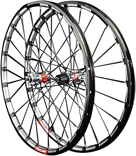 Mountain Bike Wheel : Mountain Bike Wheelset 26" 27.5" 29" Bicycle Rim MTB Disc Brake Wheels Quick Release 24 Holes Cassette Hub for 7 / 8 / 9 / 10 / 11 / 12 Speed 1750g (Color : Red, Size : 29 inch)