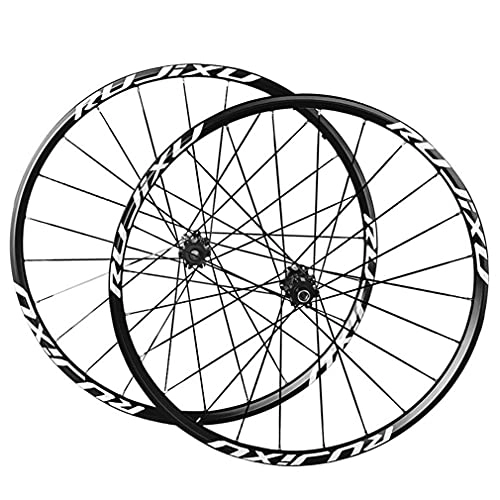Mountain Bike Wheel : Mountain Bike Wheelset 26 / 27.5 / 29 Inch Carbon Hub 24H Rim Flat Spokes Disc Brake Thru Axle MTB Bicycle Wheels Fit 7-11 Speed Cassette 1590g (Color : Black, Size : 26 in) (Black 26 in)