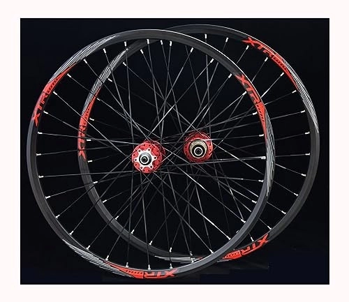 Mountain Bike Wheel : Mountain Bike Wheelset 26 / 27.5 / 29 Inch Disc Brake Sealed Bearing Support 8-11 Speed Cassette QR Flat Spokes Wheel Set Front / Rear Wheel 32 (Color : Red, Size : 26inch)
