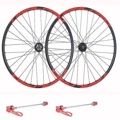 Mountain Bike Wheel : Mountain Bike Wheelset 26 / 27.5 / 29 Inch Disc Brake Sealed Bearing Support 8-9-10-11 Speed Cassette Quick Release Wheel Set Front 100mm Rear 135mm (Color : Red 2, Size : 27.5inch)