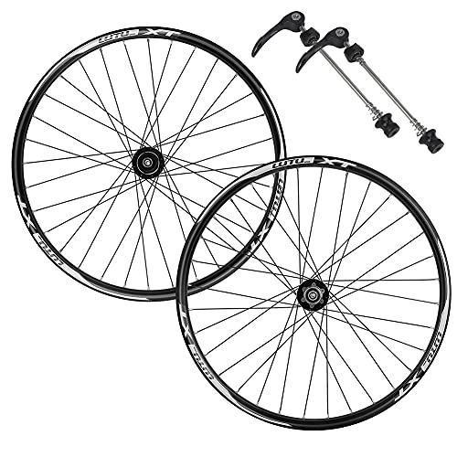 Mountain Bike Wheel : Mountain Bike Wheelset 26 / 27.5 / 29 Inch, Magnesium Alloy Disc Brake Rim 32H Quick Release Front Rear Wheels Black Bike Wheels Fit For 8-11 Speed Freewheels (Color : Black, Size : 29 inch)