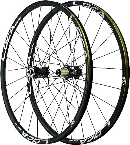 Mountain Bike Wheel : Mountain Bike Wheelset 26 / 27.5 / 29 Inch Mountain Bike Wheel Rims Bicycle Wheelset Quick Release 24H 7 8 9 10 11 12 Speed Wheelsets (Color : Black Silver, Size : 26'')