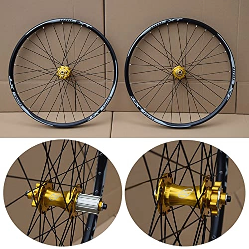 Mountain Bike Wheel : Mountain Bike Wheelset 26 / 27.5 / 29 Inch MTB Bicycle Wheels Double Walled Aluminum Alloy MTB Rim for Disc Brake Mountain Bike Wheel 32H 7-11 Speed green-26 inch