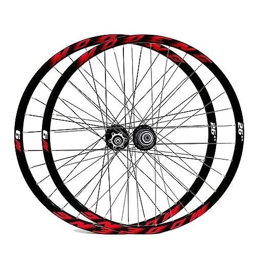 Mountain Bike Wheel : Mountain Bike Wheelset 26 27.5 29 Inch MTB Wheelset Quick Release Disc Brake 32H Rim Front Rear Wheels For 8 / 9 / 10 / 11 Speed Cassette (Color : Red, Size : 26in)