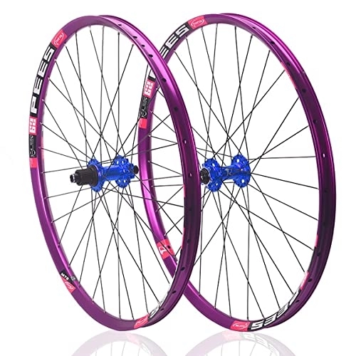 Mountain Bike Wheel : Mountain Bike Wheelset 26 27.5 29 Inch MTB Wheelset Thru Axle Disc Brake 32H Rim Front Rear Wheels For 8 / 9 / 10 / 11 / 12 Speed Cassette (Color : Blue, Size : 27.5'')