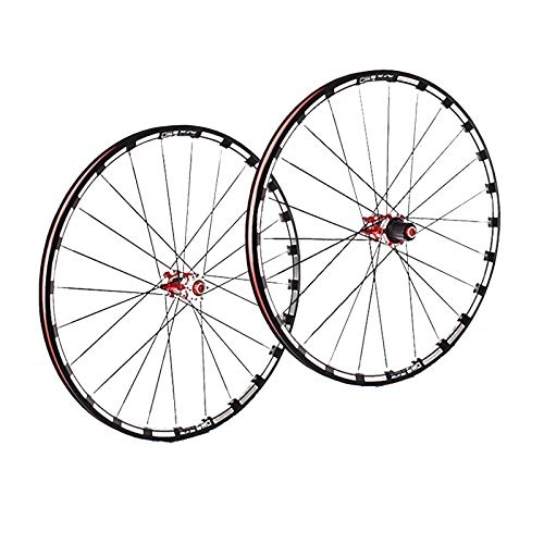 Mountain Bike Wheel : Mountain Bike Wheelset 26 / 27.5 / 29 Inches Double Wall Alloy Rim Disc Brake Sealed Bearing Carbon Fiber Hub QR 7 / 8 / 9 / 10 / 11 24 Hole (Color : Red, Size : 29in)