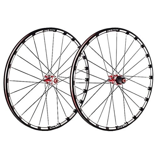 Mountain Bike Wheel : Mountain Bike Wheelset 26 / 27.5 / 29" MTB Quick Release Wheels Rim Disc Brake Carbon Hub 24H For 7 / 8 / 9 / 10 / 11 Speed Cassette Flywheel 1840g (Color : Red, Size : 27.5inch)