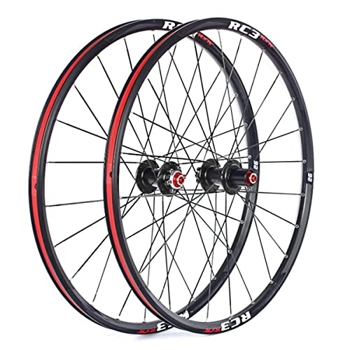 Mountain Bike Wheel : Mountain Bike Wheelset 26 / 27.5 / 29" MTB Rim 24H Carbon Hub Disc Brake Quick Release Wheels For 7 / 8 / 9 / 10 / 11 Speed Cassette Flywheel 1800g (Color : Red, Size : 27.5'') (Black 27.5)