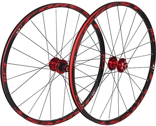 Mountain Bike Wheel : Mountain Bike Wheelset, 26 / 27.5 Inch MTB Cycling Wheels Alloy Double Wall Rim Disc Brake Quick Release Sealed Bearings 8 9 10 11 Speed Bike Wheel (Color : Red, Size : 27.5inch)