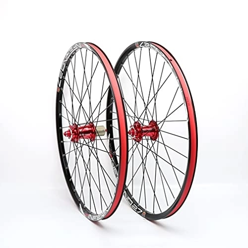 Mountain Bike Wheel : Mountain Bike Wheelset 26 / 27.5" MTB Rim Disc Brake Bicycle Wheels QR 32H Quick Release Hub For 8 / 9 / 10 / 11 Speed Cassette 1850g (Color : Purple, Size : 26'') (Red 27.5)
