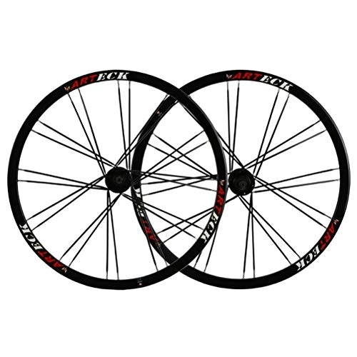 Mountain Bike Wheel : Mountain Bike Wheelset 26 Double Layer Alloy Rim Sealed Bearing 7 8 9 10 Speed Disc Brake QR Front 20H Rear 24H Wheels (Color : Black)